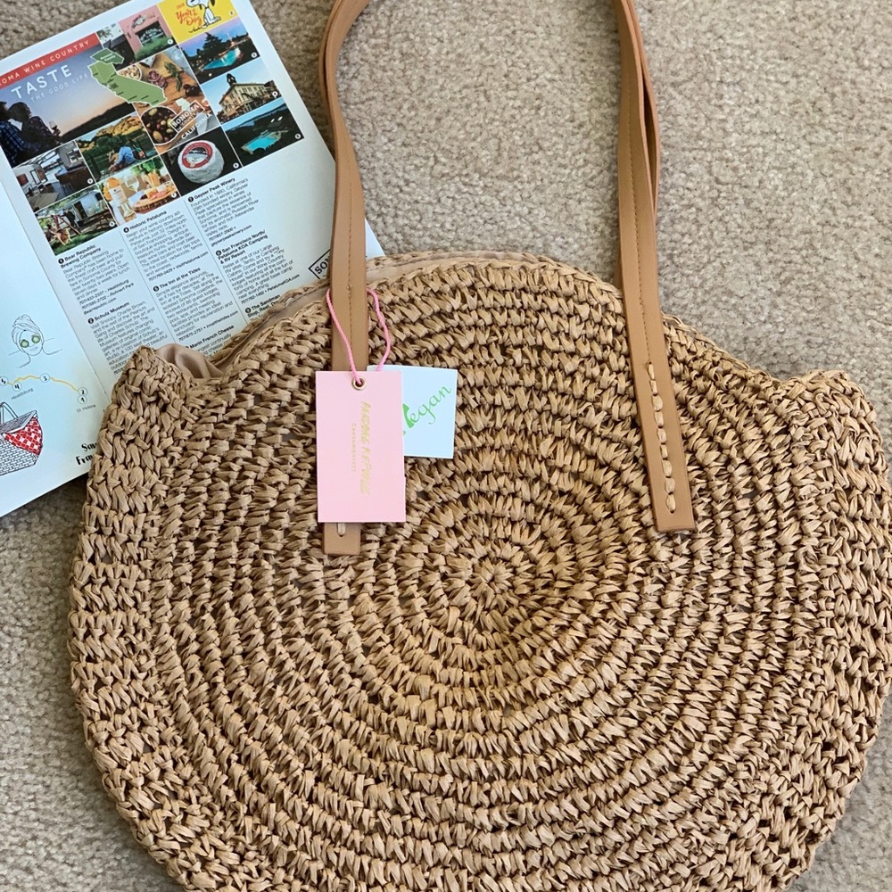 W/L 🌞 1 Left, Boho Rattan Straw Round Tote - Picture 5 of 7
